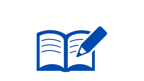 Drawing book and pencil in blue