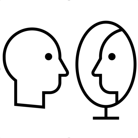 outline face and mirror reflection