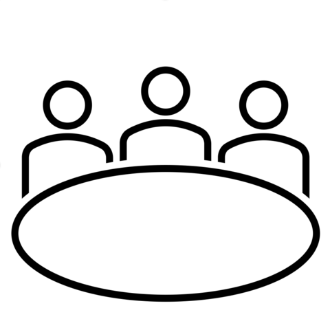 outline table and three people around it