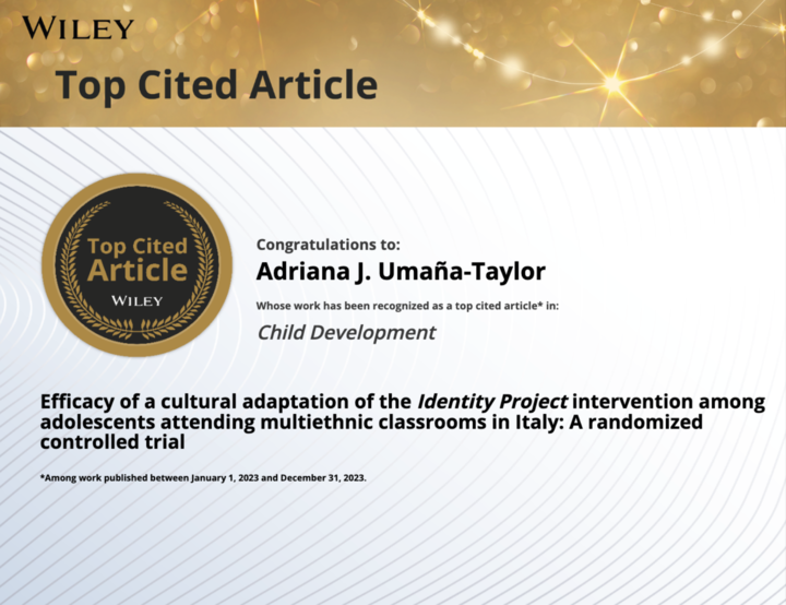 A certificate for ranking as one of the top cited articles in the Child Development journal